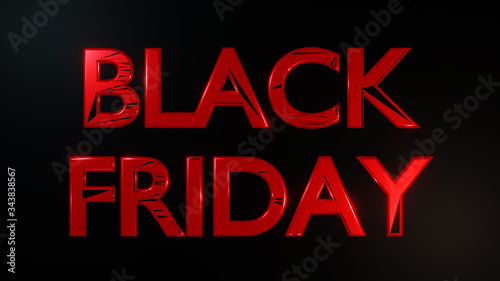 Abstract Black Friday text on 3d rendering, 3d illustration for background.