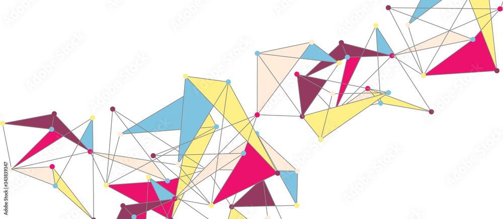 Line points connections, triangular technology design. Abstract geometric background