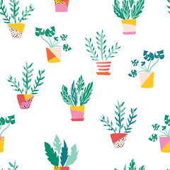 Keuken achterwand Planten in pot patronen Scandinavische plantenpotten herhaalpatroon  © StockArtRoom