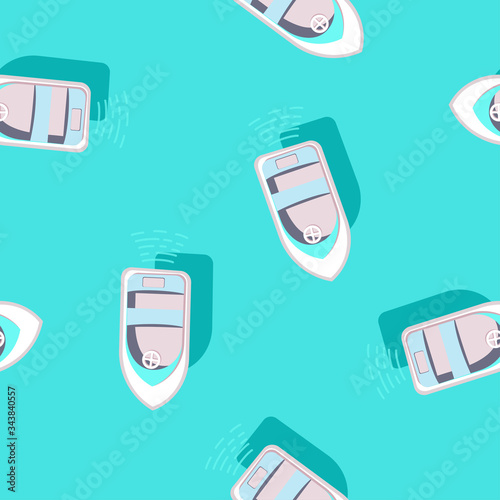 seamless pattern ship floating in the ocean, vector illustration