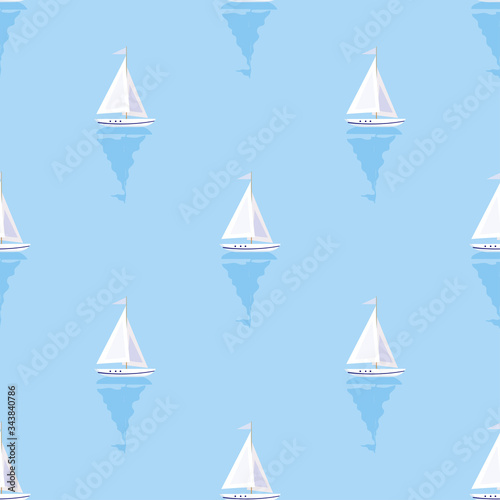 seamless summer sea pattern with sailing ships