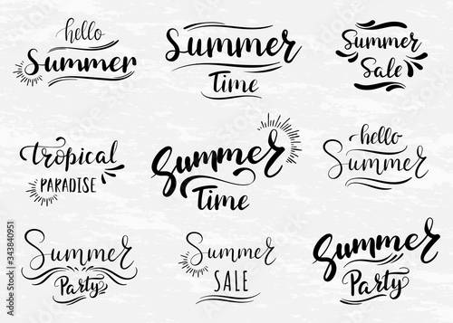 Summer lettering. Summer Sales, Hello Summer, Summer Party