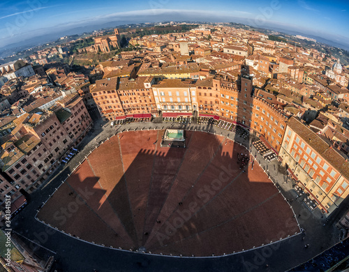 Siena piazza del Campo shot from the top of the tower
