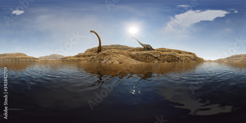Dinosaurs Jurassic prehistoric scene 3d rendering photo