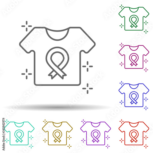 T-shirt ribbon multi color icon. Simple thin line, outline vector of no gubernamental organization icons for ui and ux, website or mobile application
