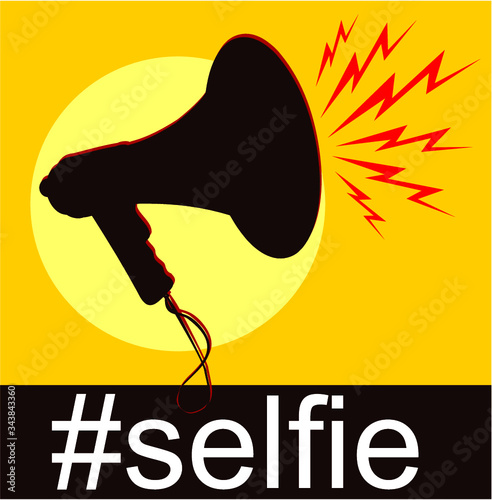 Selfie megaphone print embroidery graphic design vector art