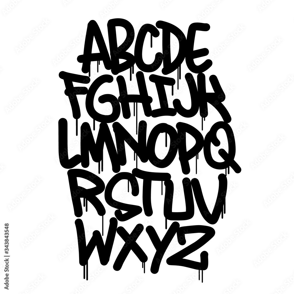 Urban art graffiti style, lettering, font elements and more Stock