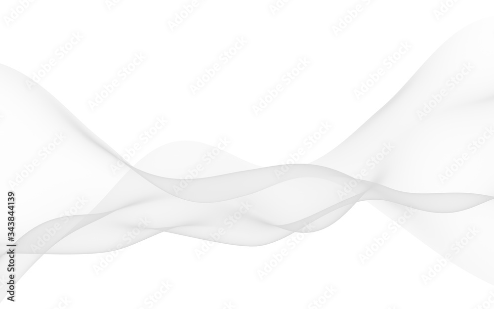 White abstract background. Fluttering white scarf. Waving on wind white fabric. 3D illustration White abstract background. Fluttering white scarf. Waving on wind white fabric. 3D illustration