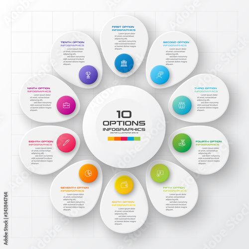 Business infographics 10 steps Abstract design element Vector illustration.
