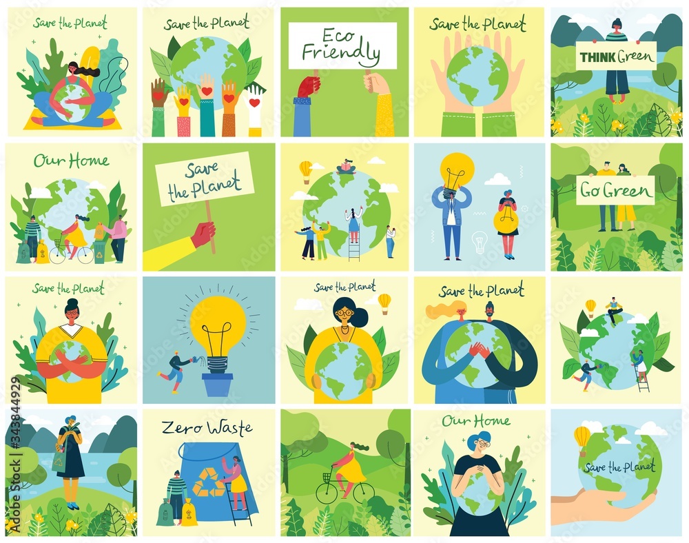 Vector illustration ECO background of Concept of green eco energy and quote Save the planet. Vector illustration ECO background of Concept of green eco energy and quote Save the planet.