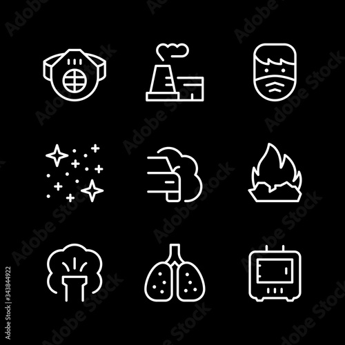 Set line icons of air pollution