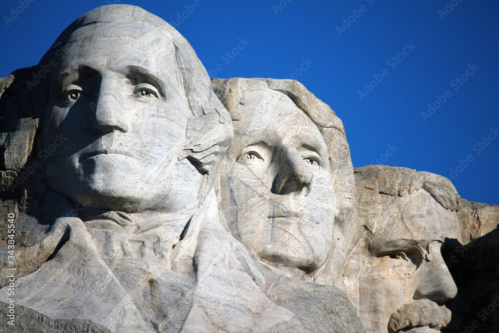 Detail view of the Mount Rushmore Monument