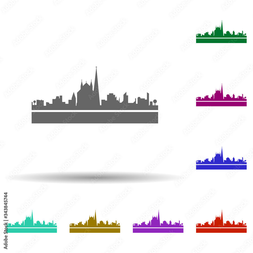 Vienna detailed skyline multi color icon. Simple glyph, flat vector of cities icons for ui and ux, website or mobile application