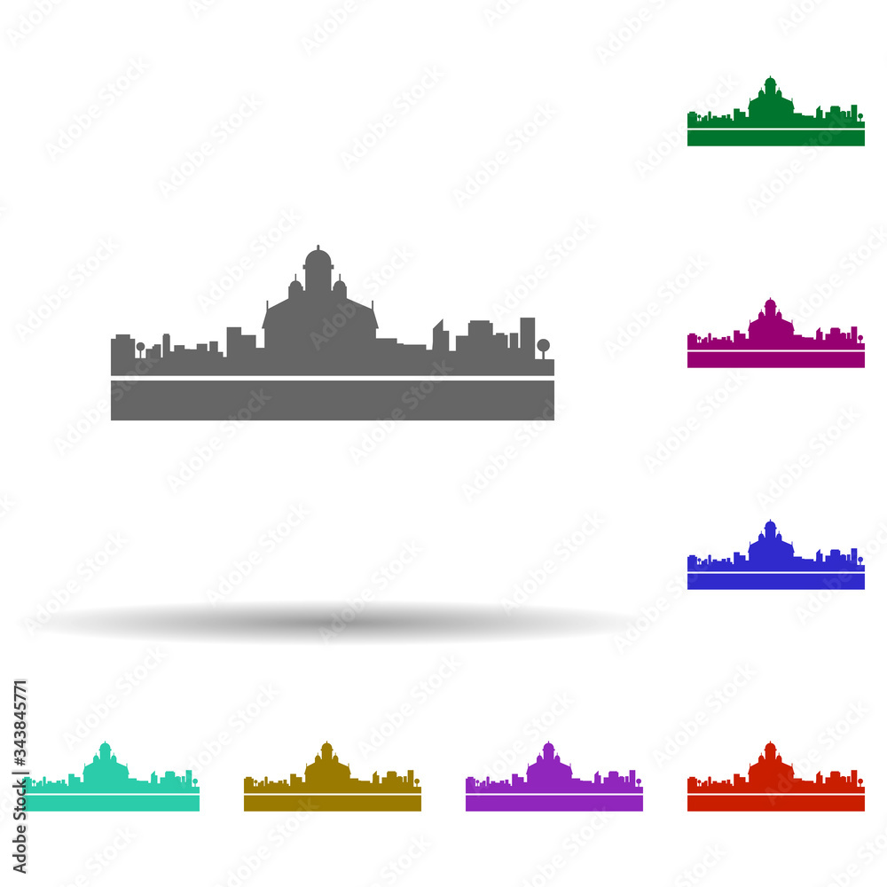 Fototapeta premium Helsinki detailed skyline multi color icon. Simple glyph, flat vector of cities icons for ui and ux, website or mobile application