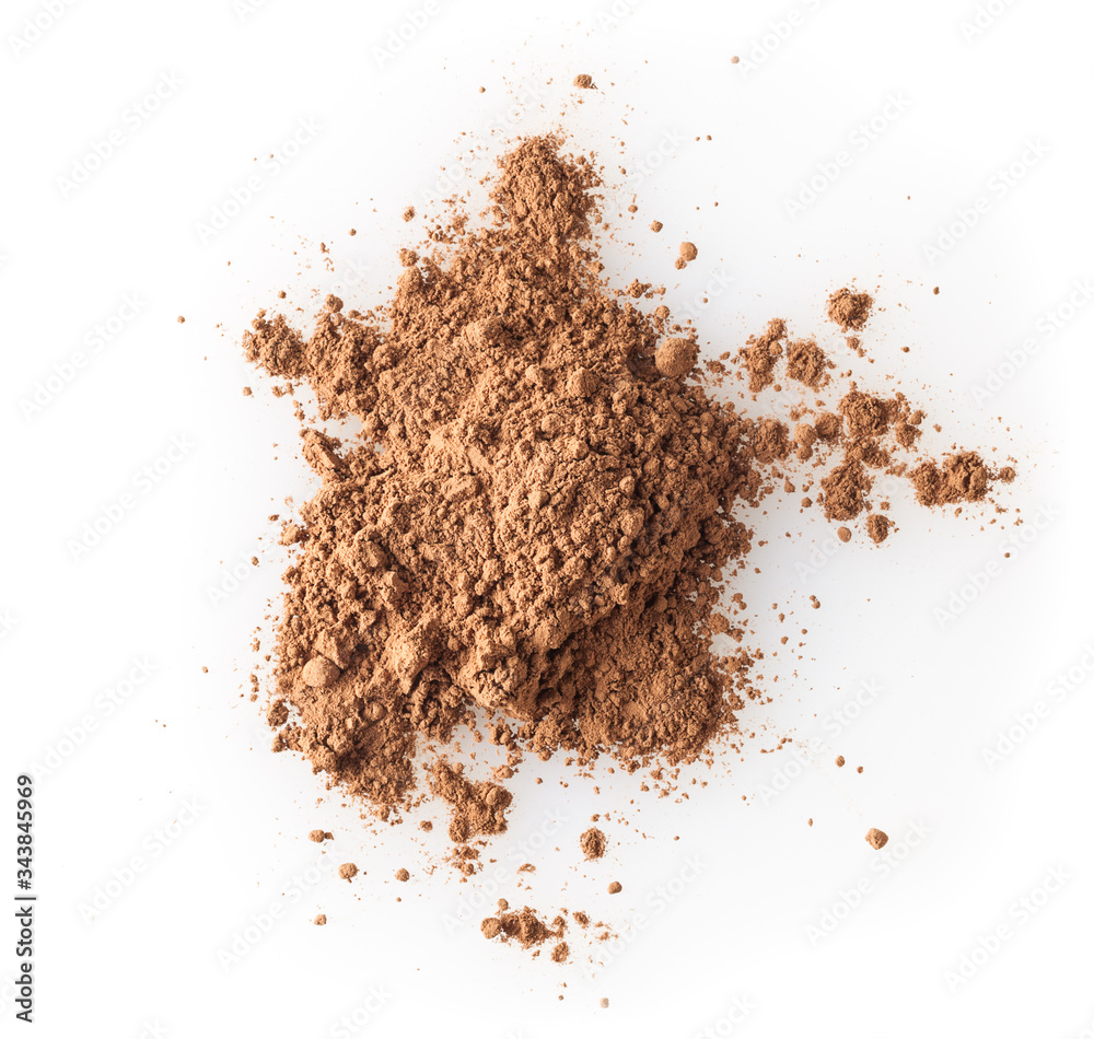 Heap of cacao powder isolated on white background Heap of cacao powder isolated on white background