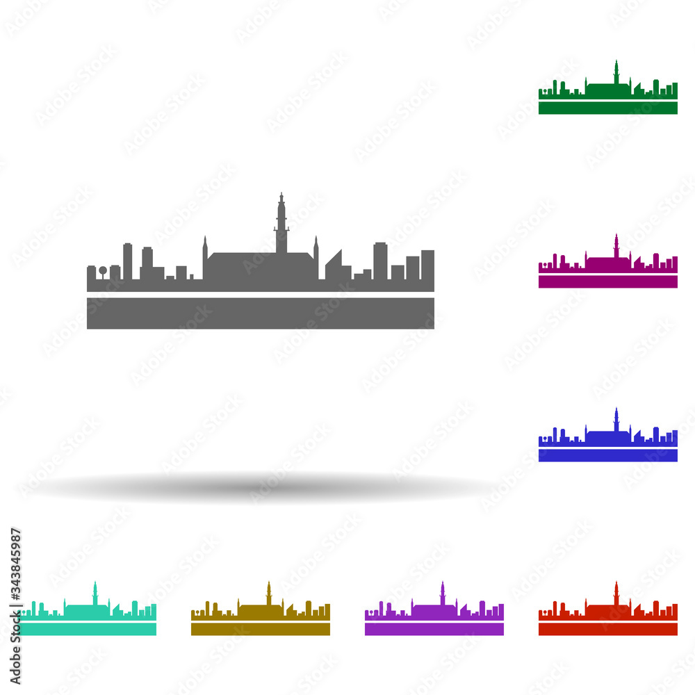Brussels detailed skyline multi color icon. Simple glyph, flat vector of cities icons for ui and ux, website or mobile application