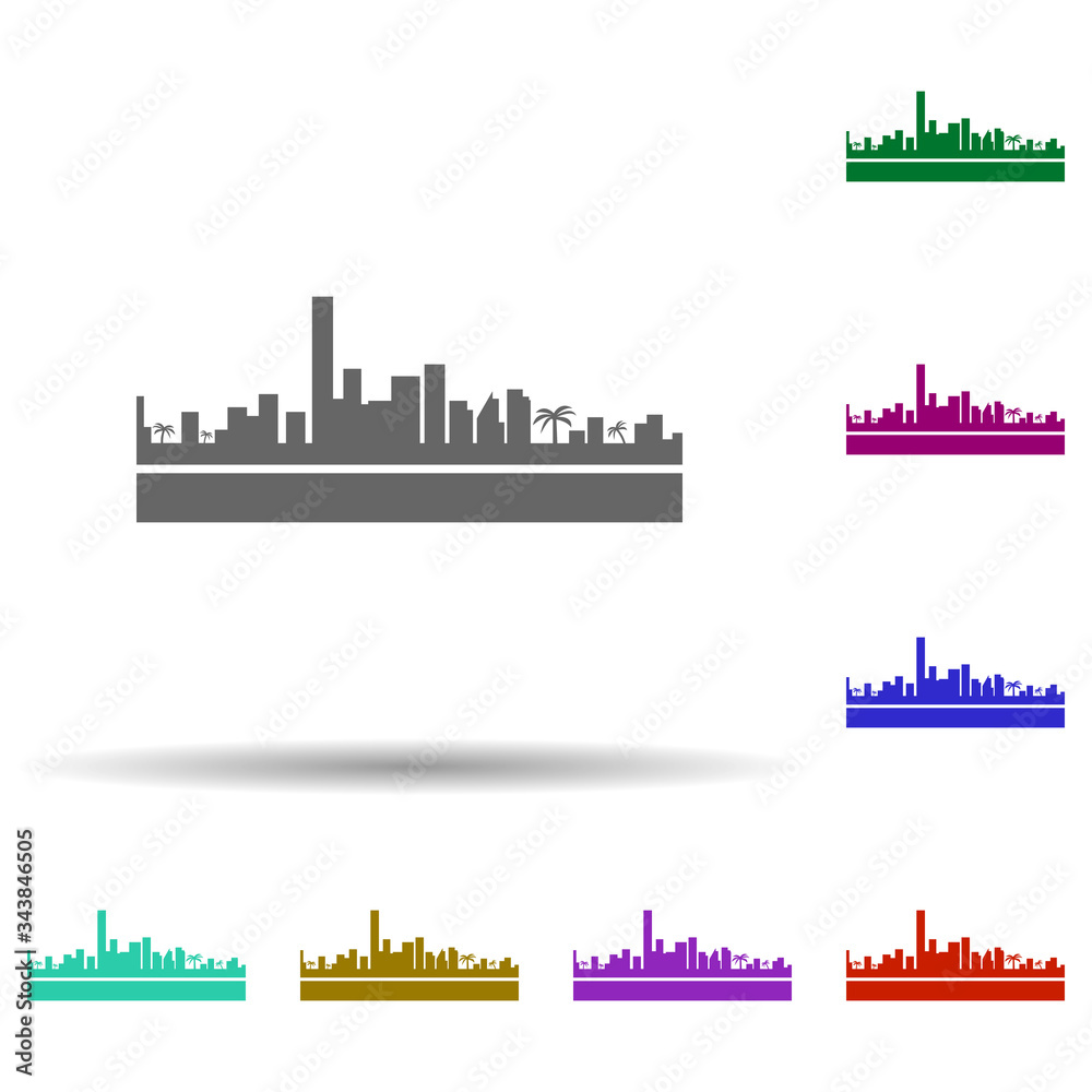 Los angeles detailed skyline multi color icon. Simple glyph, flat vector of cities icons for ui and ux, website or mobile application