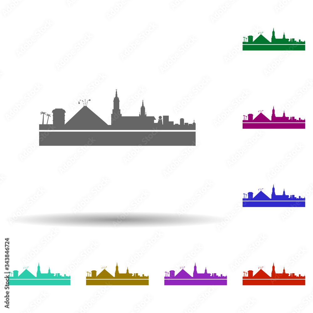 Fototapeta premium Quito detailed skyline multi color icon. Simple glyph, flat vector of cities icons for ui and ux, website or mobile application