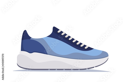 Modern trendy sneakers  side view. Fashion sneakers. Comfortable sports shoes. Vector illustration in flat style.