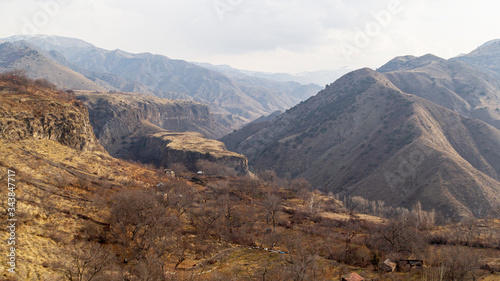 Mountain landscape in Armenia cloudy day.Caucasian Mountains