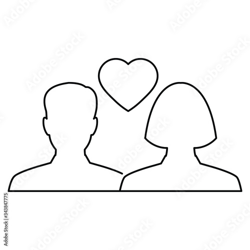 couple in love icon. man and woman in love icon. symbol of love. icon with mirror shadow