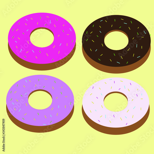 set of colorful donuts