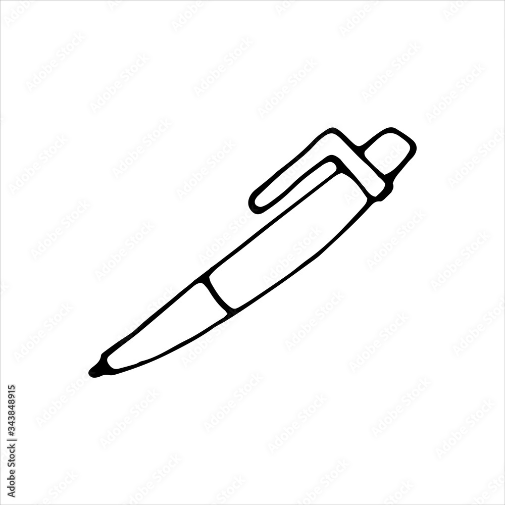 Single element of pen in doodle business set. Hand drawn vector illustration for cards, posters, stickers and professional design. Single element of pen in doodle business set. Hand drawn vector illustration for cards, posters, stickers and professional design.