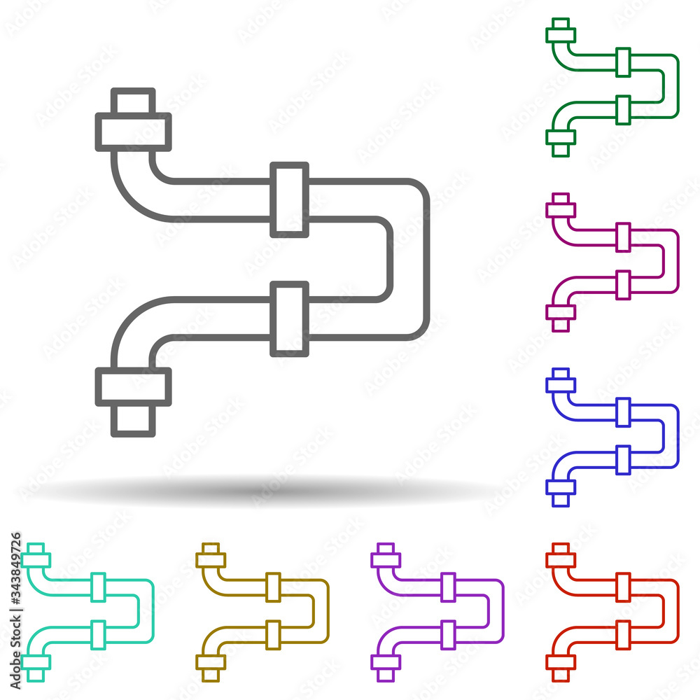 Water pipe multi color icon. Simple thin line, outline vector of cleaning icons for ui and ux, website or mobile application Water pipe multi color icon. Simple thin line, outline vector of cleaning icons for ui and ux, website or mobile application