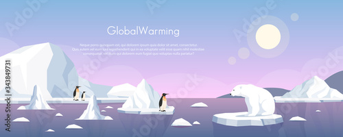 Foto Global warming ice landscape vector illustration