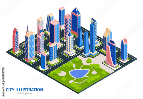 Modern City Isometric Composition