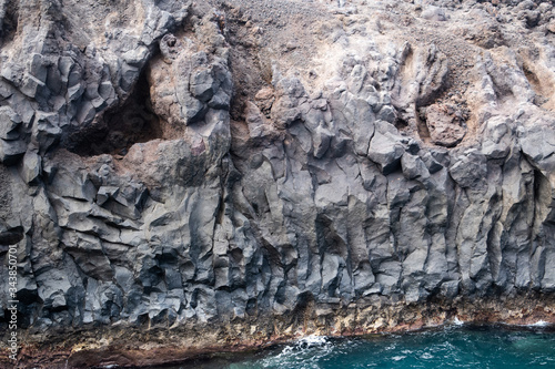 volcanic lava rock cliffs