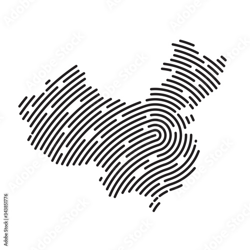 abstract China map filled with fingerprint pattern- vector illustration