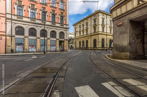 Street of the city. Prague is the capital and largest city of the Czech Republic.