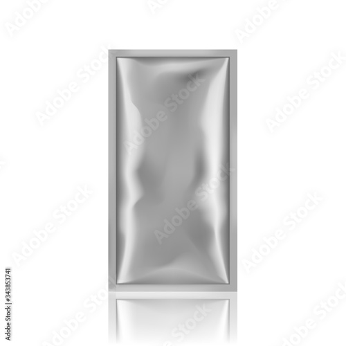 Blank Aluminum Foil Sachet Packaging On White