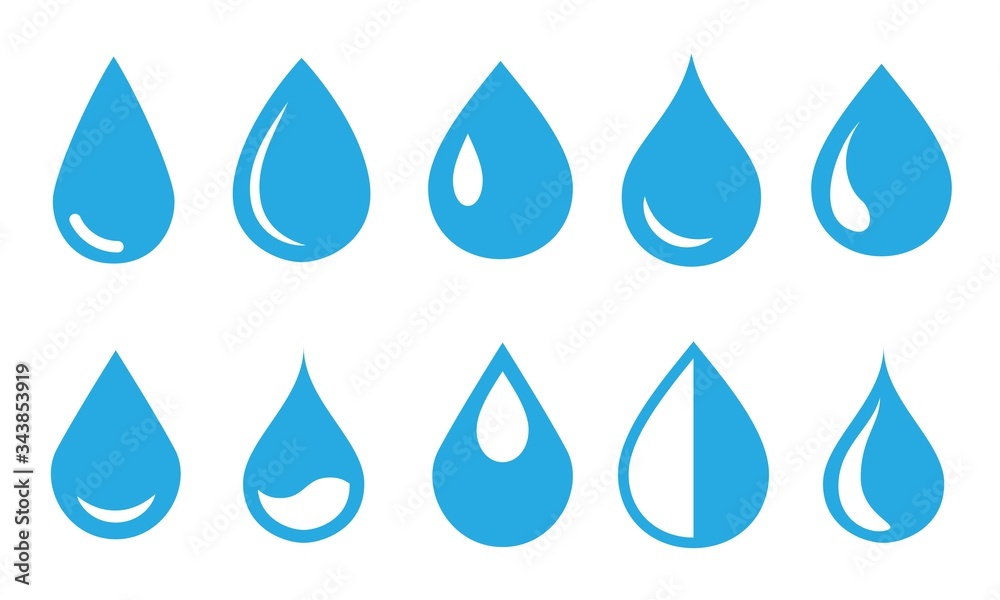 Vector blue water drop icon set. Flat droplet logo shapes collection Vector blue water drop icon set. Flat droplet logo shapes collection