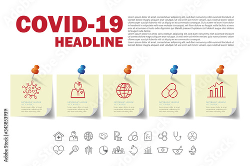 Covid-19 Coronavirus vector icon sign banner.infographic for presentation.Coronavirus outbreak in the world.