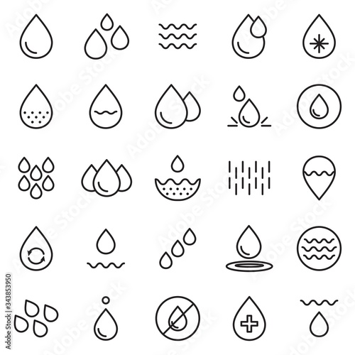 Water icon collection. Thin line set of drop  wave  rain symbol