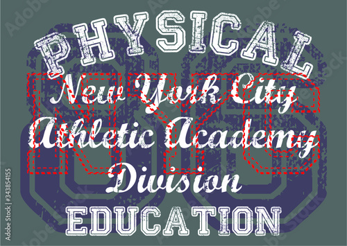 New york Athletic dept. College team print embroidery graphic design vector art