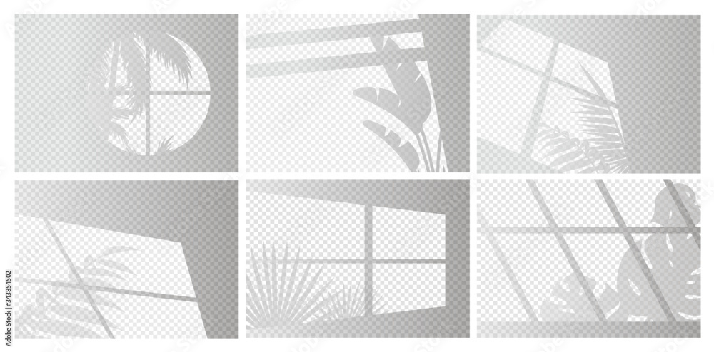 Patterned Window Overlay Window lights vector illustration set. Sunlight or shadow transparent ...