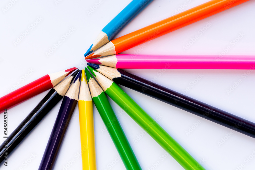 color pencils on a white bright background color pencils on a white bright background