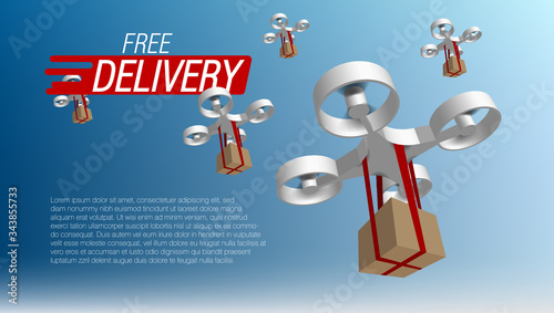 3D Drone Delivering A Package Autonomous Logistics