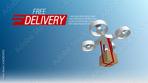 3D Drone Delivering A Package Autonomous Logistics