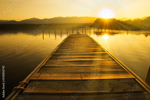golden sundown at a lake