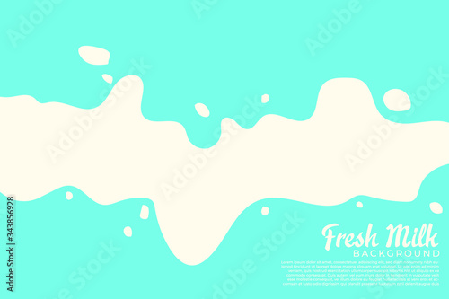 Modern poster background fresh milk with splashes. fresh milk on a light blue background Vector illustration