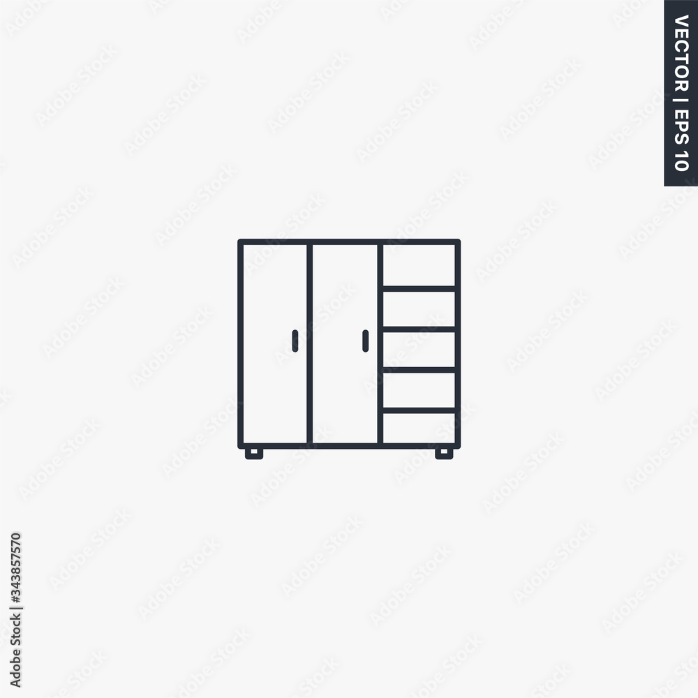 Cupboard, linear style sign for mobile concept and web design