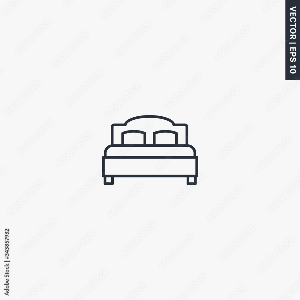 Double bed, linear style sign for mobile concept and web design Double bed, linear style sign for mobile concept and web design