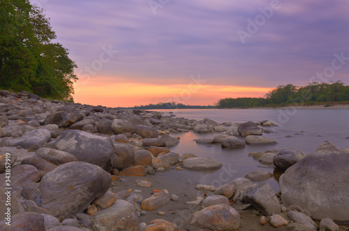 sunset over the river