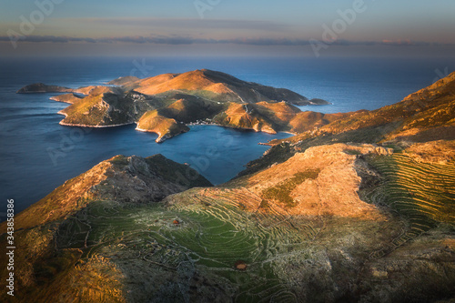 Aerial view of Cape Matapan  the southern tip of Mani peninsula  Greece