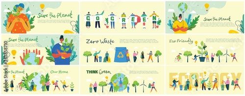 Vector illustration ECO background of Concept of green eco energy and quote Save the planet.