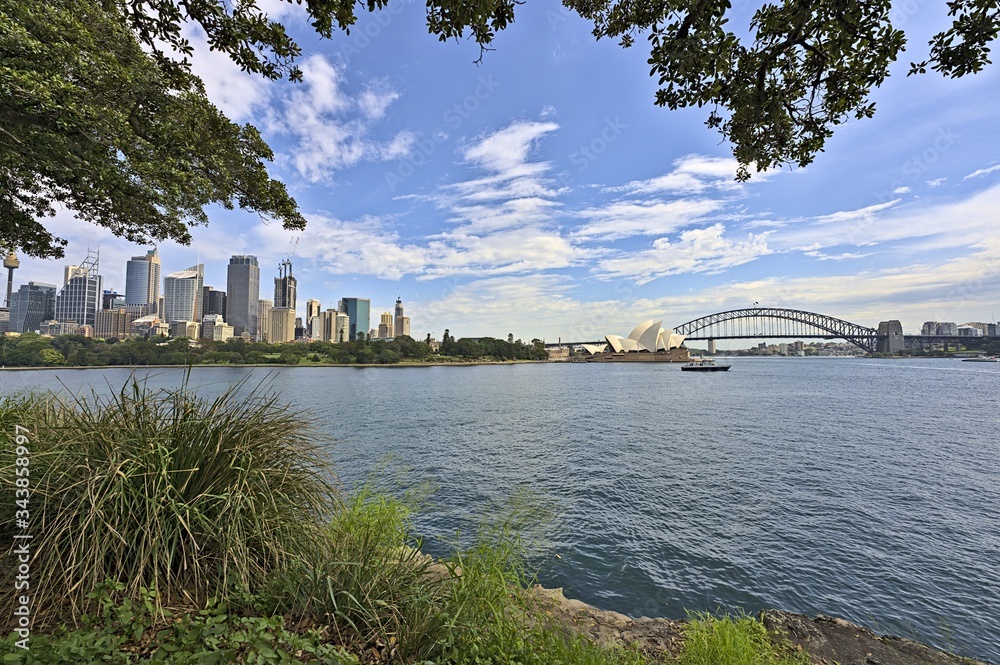 Sydney skyline with Harbour Bridge and Opera House